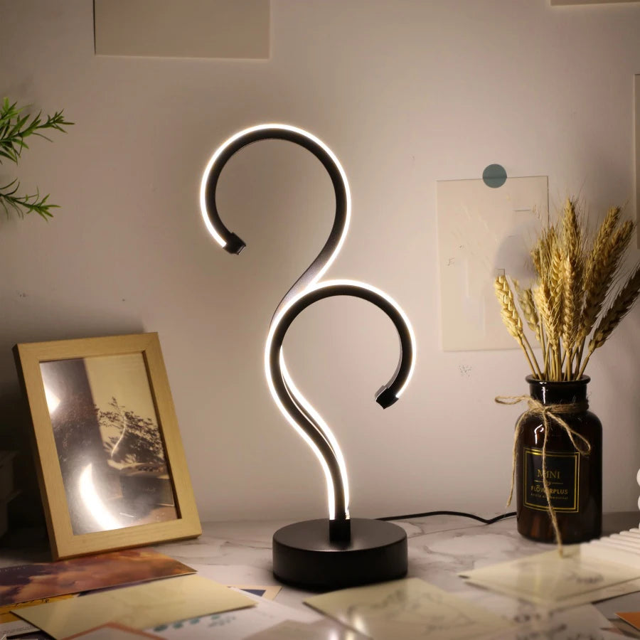 1PC Kreative Doppel Fragezeichen Schreibtisch Lampe USB Drei Farbe Dimmen Schlafzimmer Augenschutz Nachtlicht