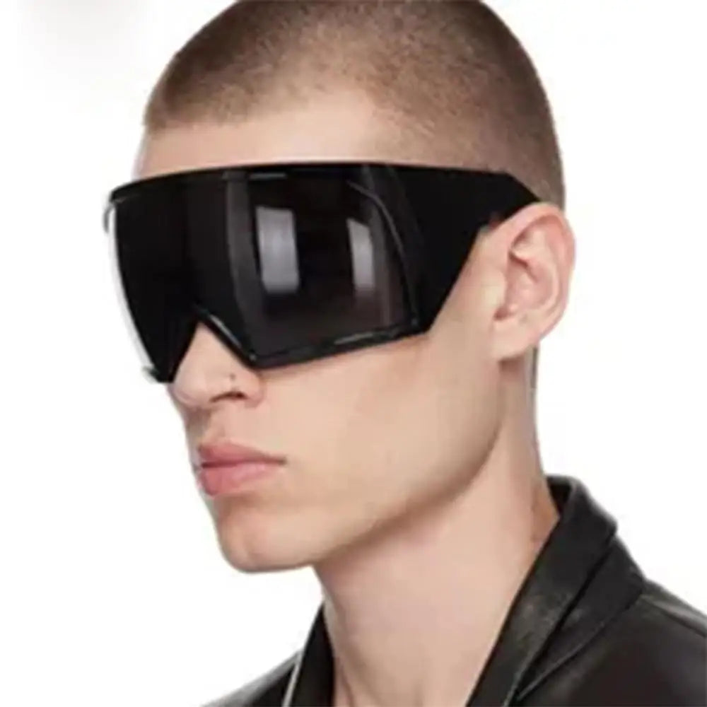 Futuristische Wrap-Around-Sonnenbrille Rave gebogene Linse UV400-Schutz 2000er Brillen übergroße Y2K-Sonnenbrille für Frauen und Männer