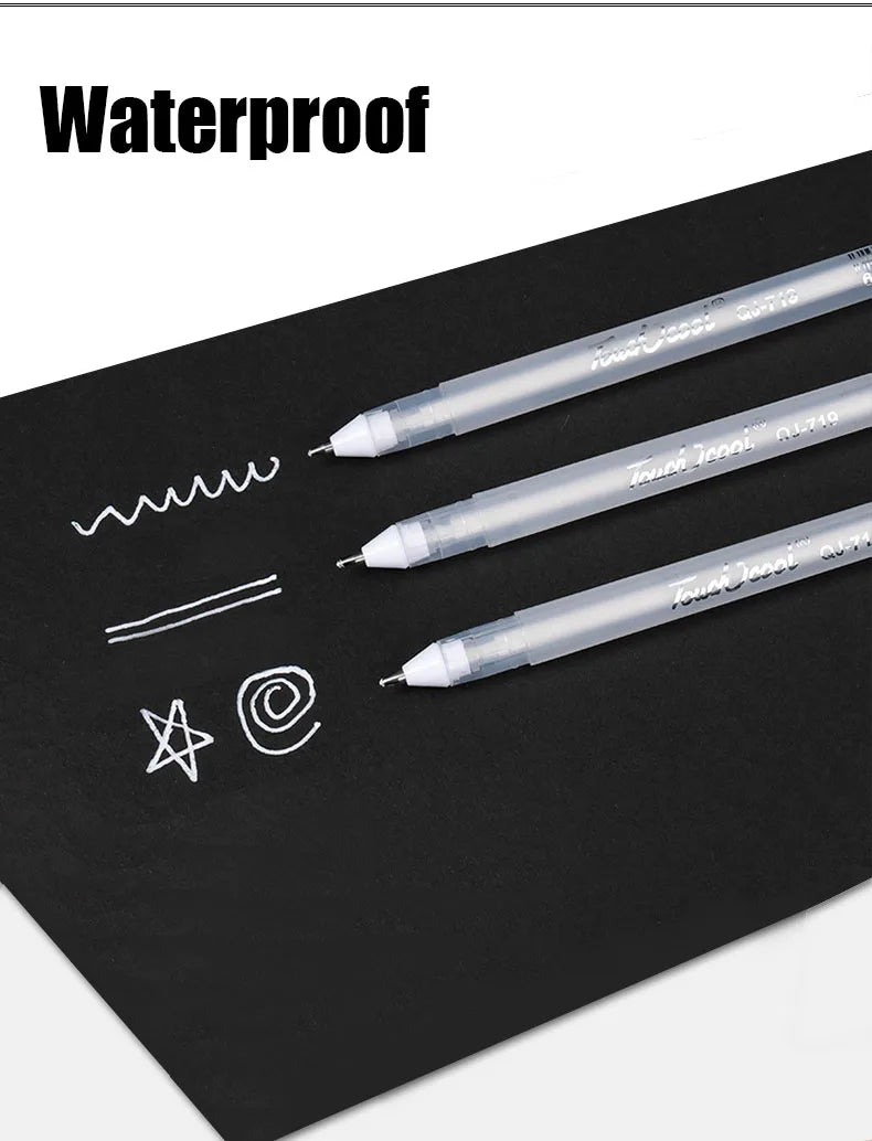 3/5Pcs Weiß Gel Stift 0,8mm Highlight Marker Stift Schwarz Karton Manga Malerei Stift Kunst Skizze Zeichnung schreibwaren