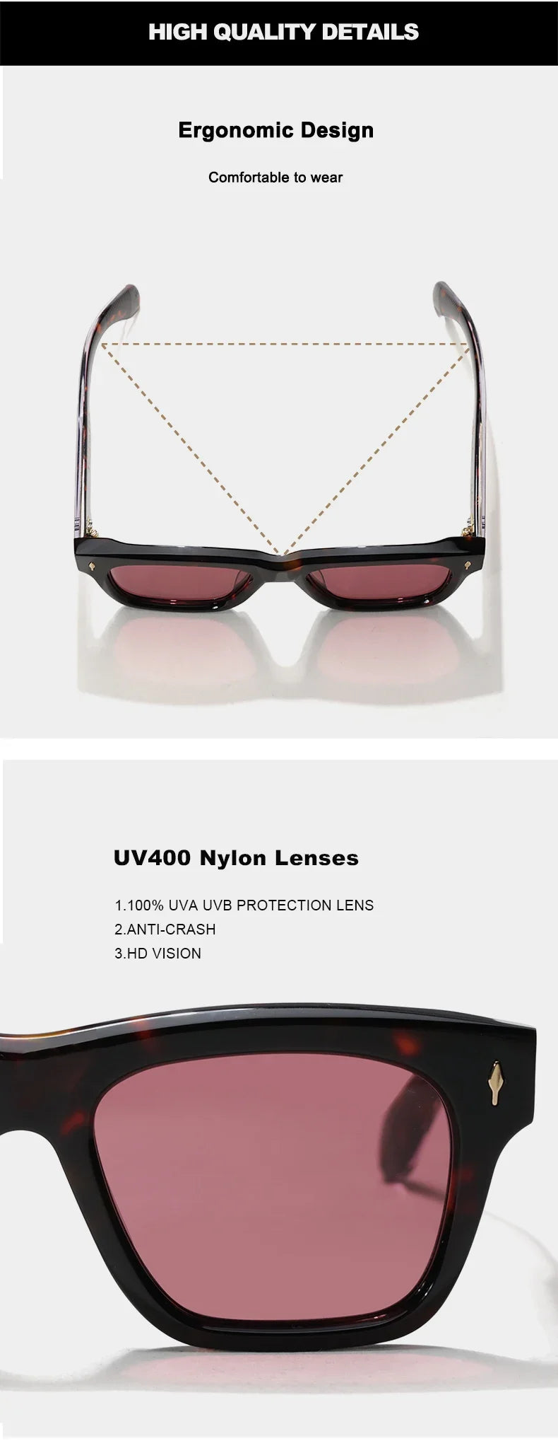 Sonnenbrille für Männer und Frauen, hochwertige handgefertigte quadratische Acetat-CASH-Luxusmarke, Designer, Outdoor-Sport, UV400, trendige Sonnenbrille