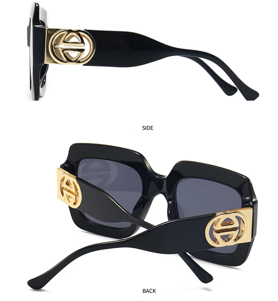 2024 Retro übergroße quadratische Sonnenbrille Frauen Luxusmarke Big Frame Sonnenbrille für Männer Vintage Punk Shades UV400 Tendy Brillen