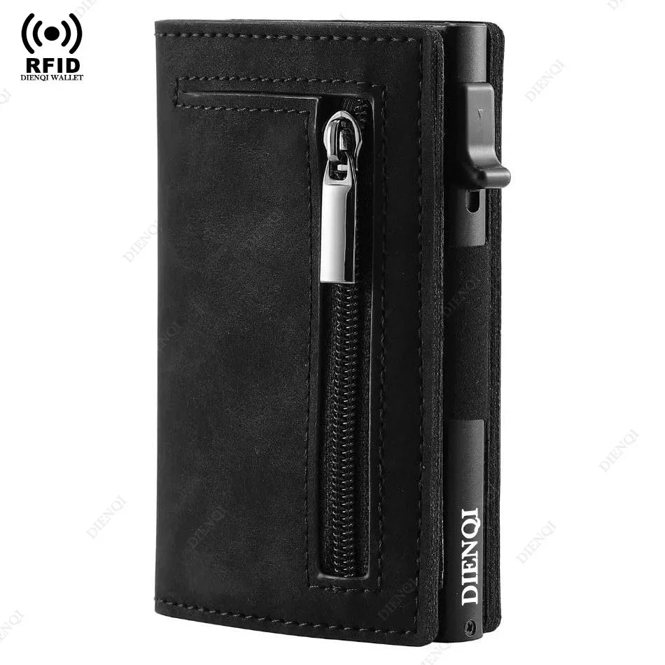 RFID Visitenkarte Halter Kreditkarte Halter Luxus Männer Brieftasche Geistige Aluminium Dünne Dünne Kleine Schwarz Geld Tasche Männlich Festival Geschenk