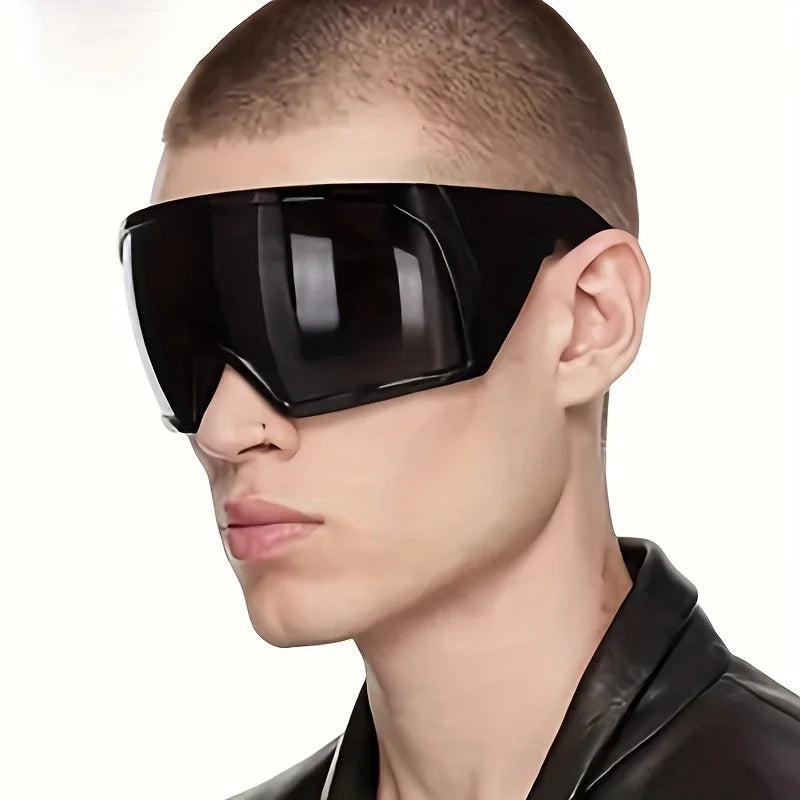 Übergroße Sonnenbrille für Herren, umwickelt, windabweisend, persönlich, große Farbtöne, futuristische Mode, Zukunftsschild, Uv400, Radfahren, Motorrad