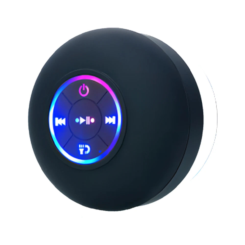 Tragbarer kabelloser Bluetooth-Lautsprecher, LED-Licht, IPX4, wasserdichter Lautsprecher, Badezimmer im Freien, großer Saugnapf, Stereo-Soundbox