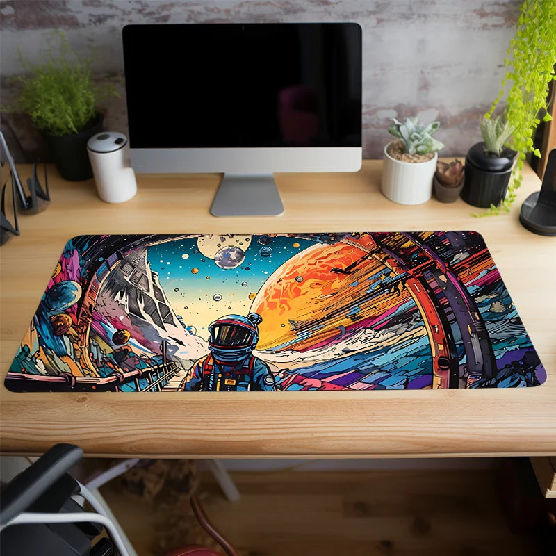 Farbiges Astronauten-Mauspad, Schreibtischzubehör, rutschfeste Gummiunterseite für Gamer und Büro, perfektes Geschenk für Freunde und Teenager