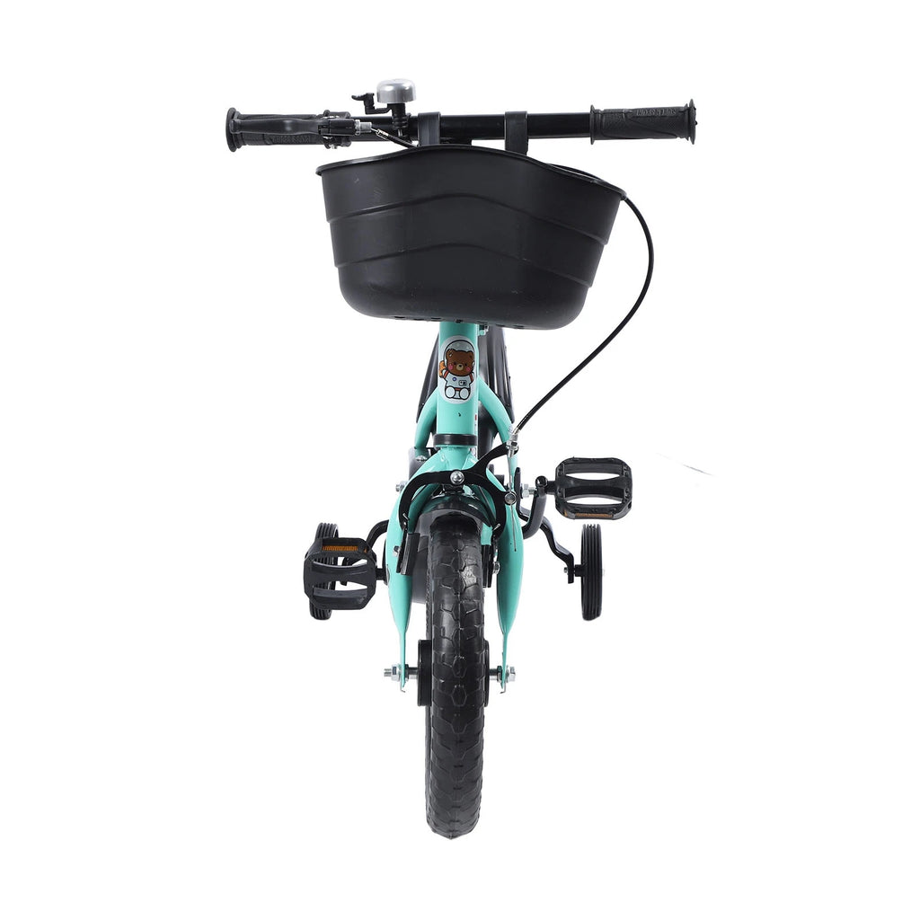 12-Zoll-Kinderfahrrad, stabiles Reiten, Rahmen aus Kohlenstoffstahl, Babyfahrrad mit Stützrädern für Kinder im Alter von 2 bis 6 Jahren, Grün