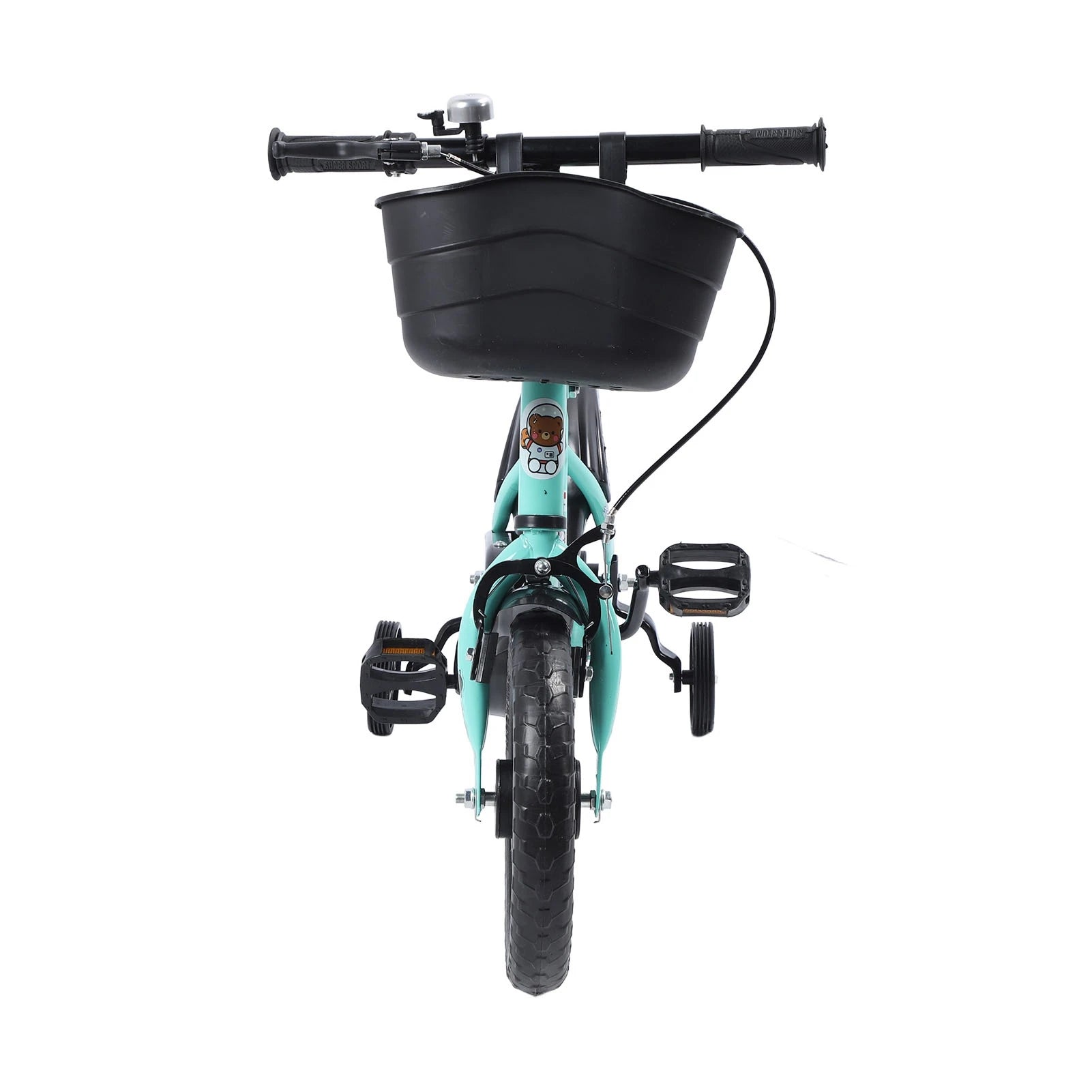 12-Zoll-Kinderfahrrad, stabiles Reiten, Rahmen aus Kohlenstoffstahl, Babyfahrrad mit Stützrädern für Kinder im Alter von 2 bis 6 Jahren, Grün