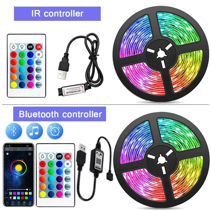 RGB LED Streifen Lichter 5V USB Led Licht Farbwechsel Fernbedienung APP Steuerung Farbwechsel Flexible Lampe Band 1M-30M TV Hintergrundbeleuchtung
