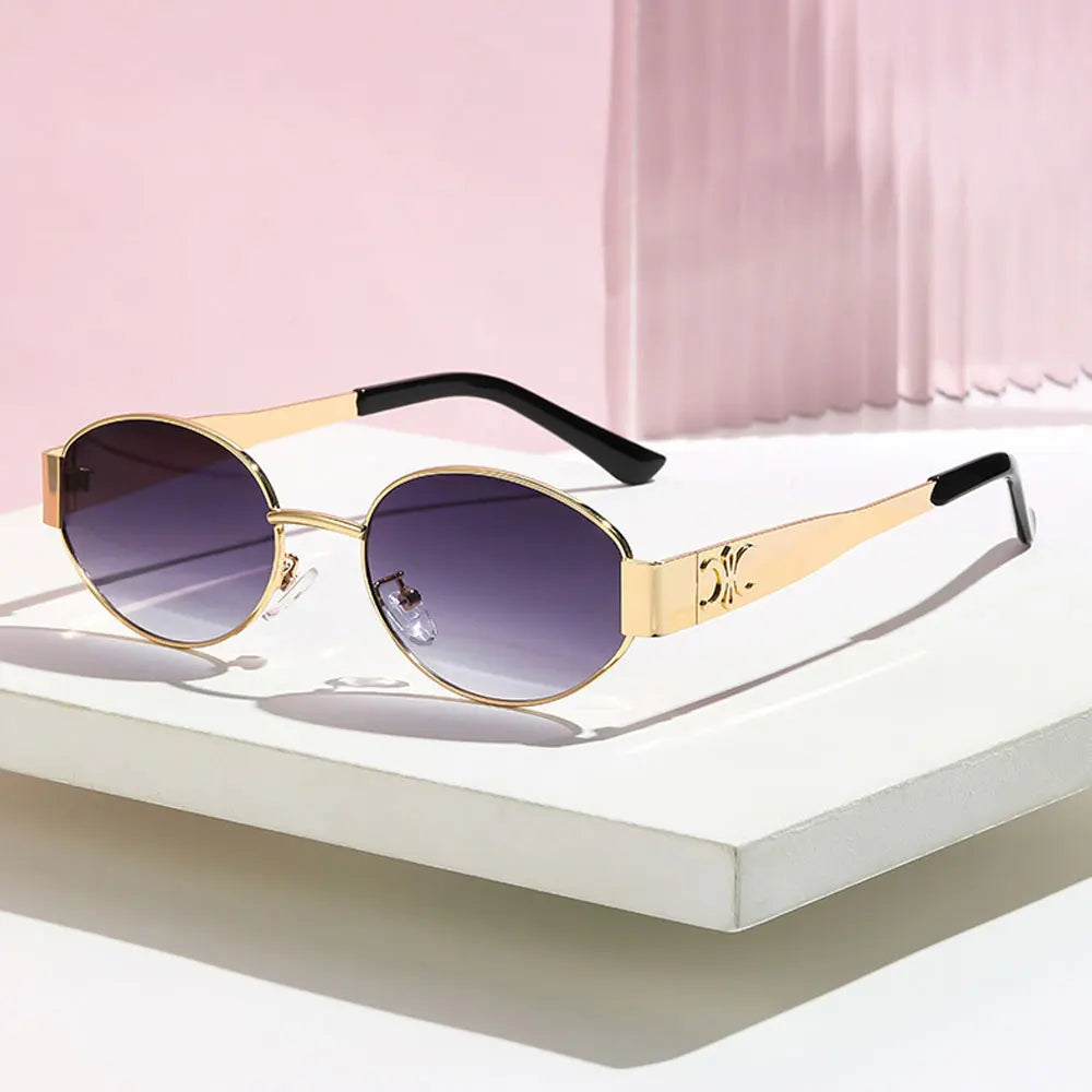 Luxuriöse Metall-Sonnenbrille für Damen und Herren, Unisex, Designer-Mode-Sonnenbrille, oval, Unisex, stilvolle Brillenschirme, UV400