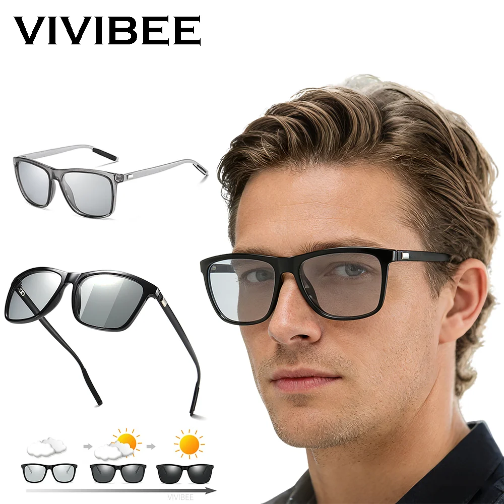 Klassische Angeln Sonnenbrille Männer Polarisierte Metall Quadratischen Rahmen UV400 Photochrome Brille Frauen Fahren Verfärbung Brillen