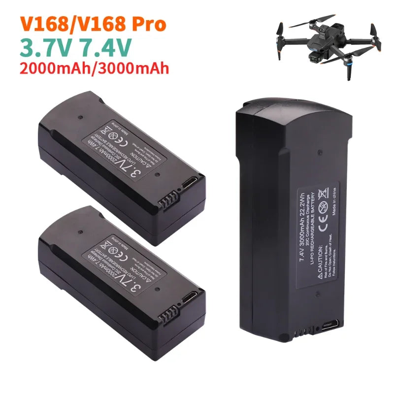 7,4 V 3000 mAh Original V168 GPS Drone Batterie RC Quadcopter 3,7 V 2000 mAh V168 Pro Max Ersatz Batterie eders Teile Zubehör