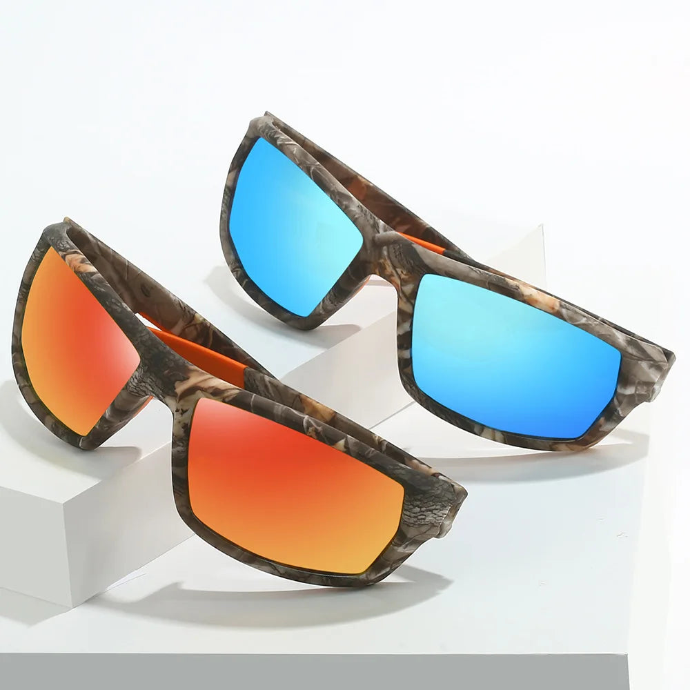 Neue Sonnenbrille für Männer Sport Polarisierte Quadratischen Rahmen Camouflage Sonnenbrille Fahren Angeln Radfahren Skifahren Sonne Brillen UV400