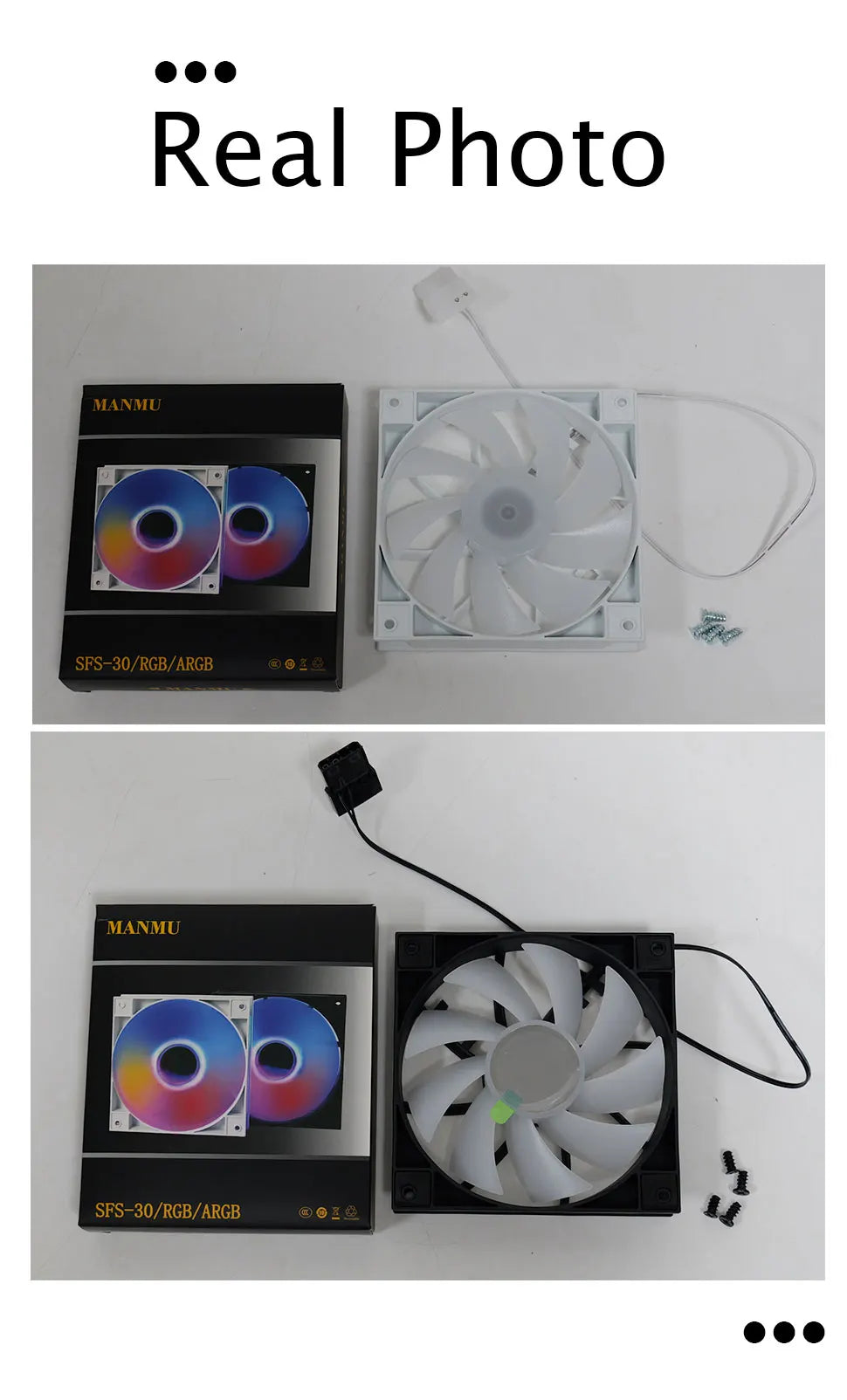 Manmu 120 mm Computergehäuse-Lüfter, stumm, Regenbogen-LED-Licht für Kühler, RGB-Lüfter für PC-Lüfterkühlung