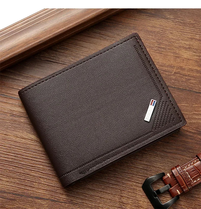Kurze Herren-Geldbörse aus Leder, dünne Geldbörse, faltbar, minimalistisch, weiches Leder