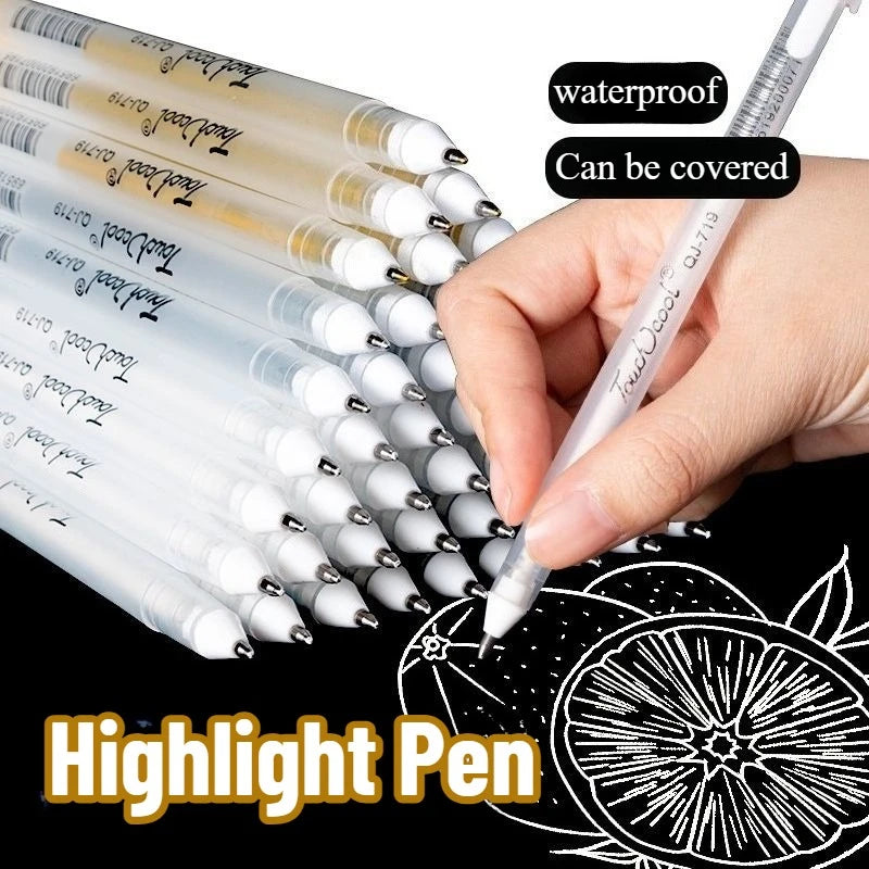 3/5Pcs Weiß Gel Stift 0,8mm Highlight Marker Stift Schwarz Karton Manga Malerei Stift Kunst Skizze Zeichnung schreibwaren
