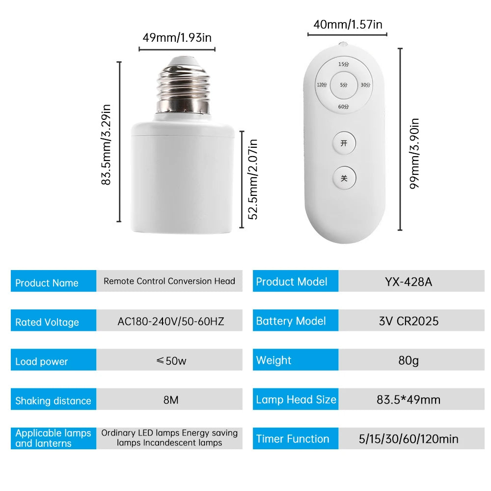 AC110-240V Intelligente E27-Lampensockel-Fernbedienung/5,8 G Radar Sensing-Lampenfassungskonverter für LED/Energiesparend/Glühlampe