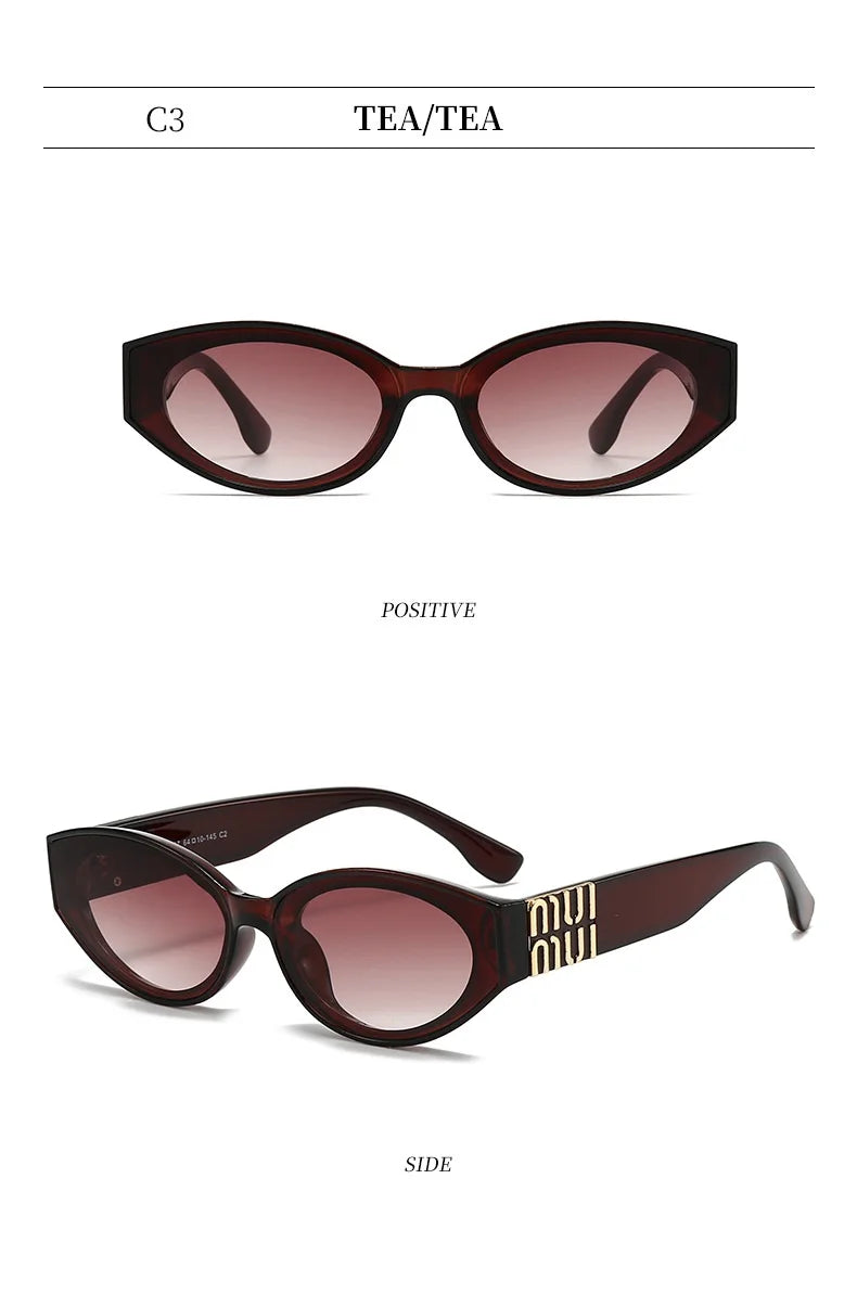 Luxuriöse Glamour-Sonnenbrille für Damen und Herren, oval, minimalistisch, Modemarke, Sonnenbrille, Unisex, stilvolle Farbtöne, UV400