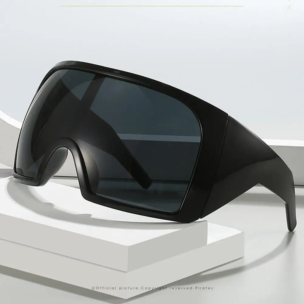 Futuristische Wrap-Around-Sonnenbrille Rave gebogene Linse UV400-Schutz 2000er Brillen übergroße Y2K-Sonnenbrille für Frauen und Männer