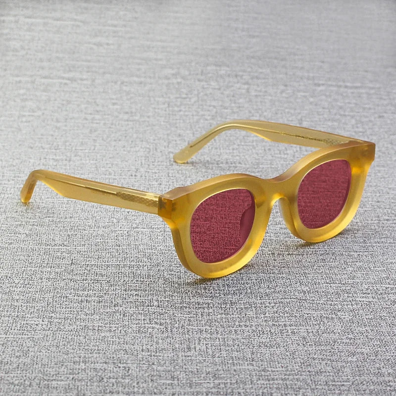 2024 Retro-Sonnenbrille für Damen und Herren, modisch, Acetat, quadratisch, grau, grüner Rahmen, matt gefrostet, UV400, handgefertigte Sonnenbrille