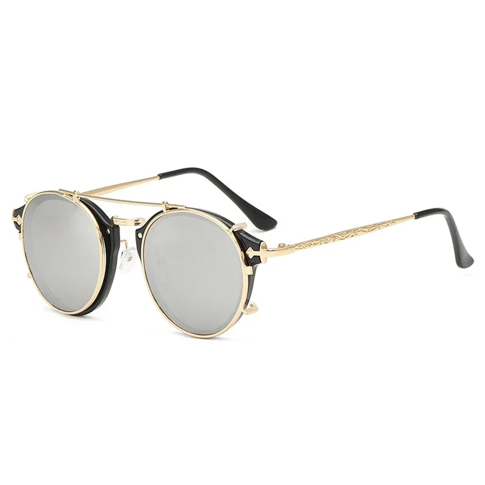 Klassische Gothic Steampunk Sonnenbrille Sonnenbrille Männer Frauen Marke Designer Vintage Runde Brille Mode Fahren Goggle UV400