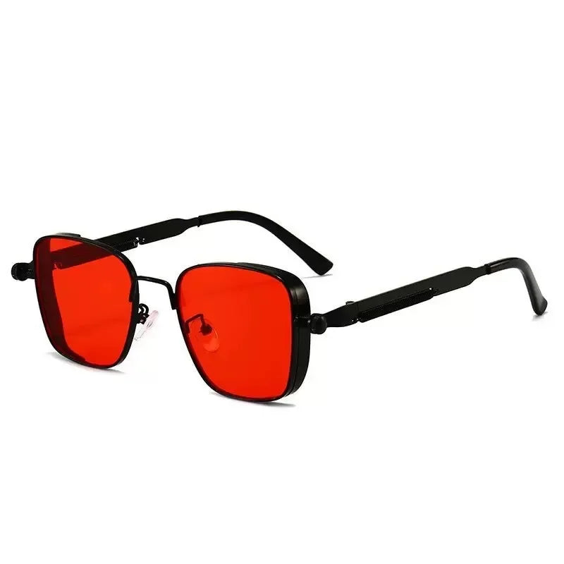 Männer Fahren Sonnenbrille Vintage Steampunk Quadratische Sonnenbrille Brillen Metallrahmen mit Federscharnieren Frauen Okular Trendige Brille