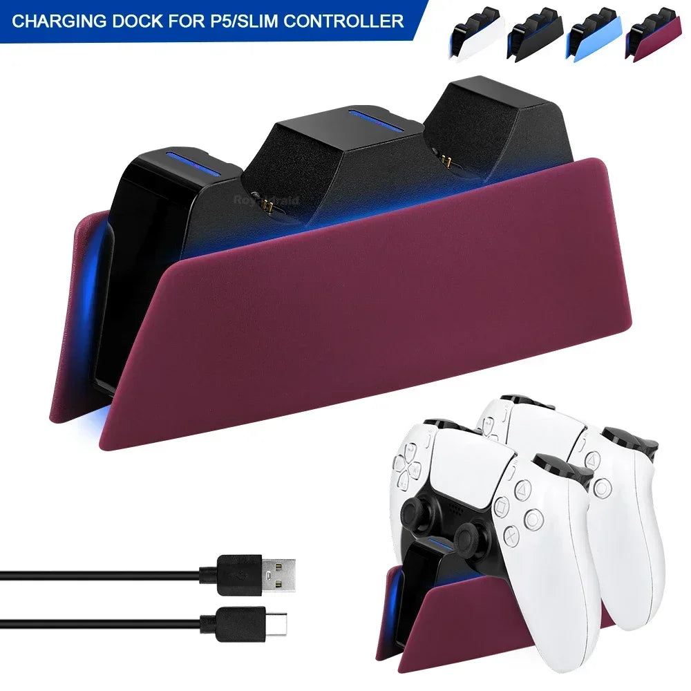 5 FARBEN für PS5-Controller, Ladestation, Dual-Schnellladestation für PS5, Typ C und PS5-Edge-Game-Controller mit LED-Anzeige