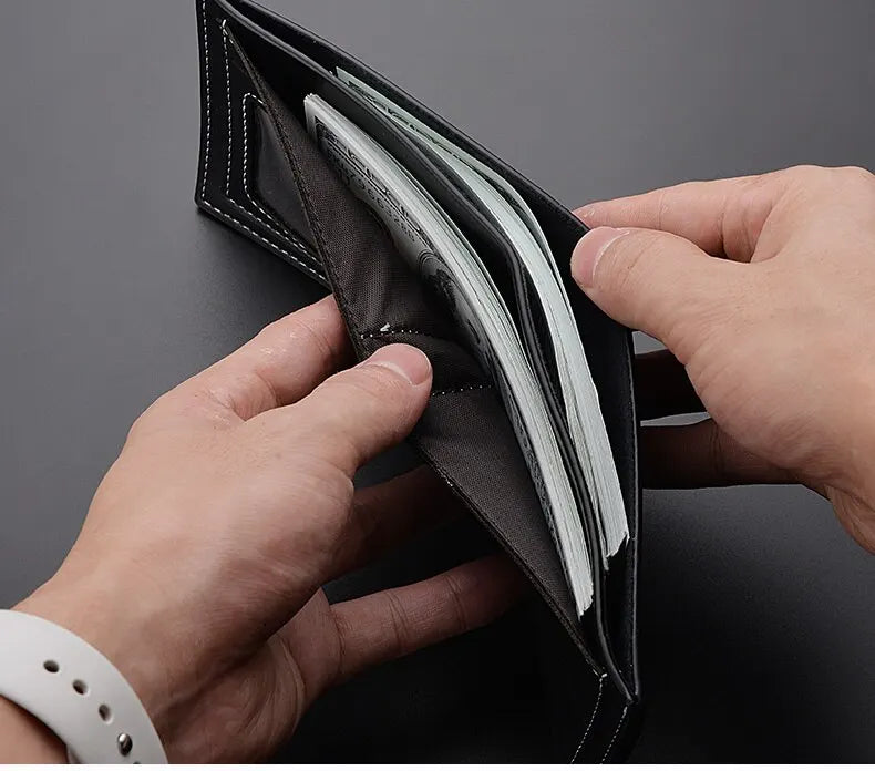 Pu Leder Männer kurze Brieftasche dünnen Stil Klapp junge Männer Kreditkarten halter Brieftasche