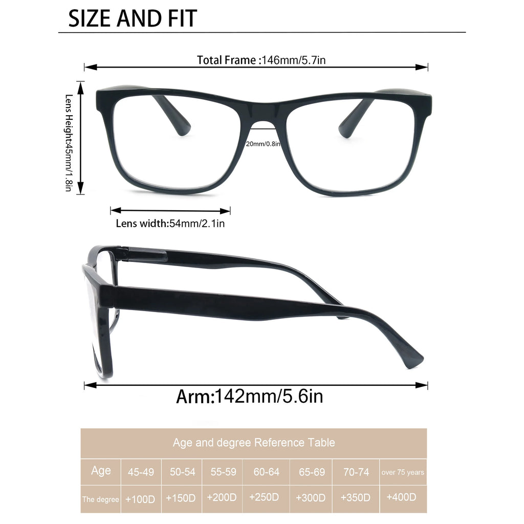 Lesesonnenbrille für Damen und Herren, quadratisch, klassischer Rahmen für den Außenbereich, Sonnenbrille, Lesebrille mit Dioptrien-Federscharnier
