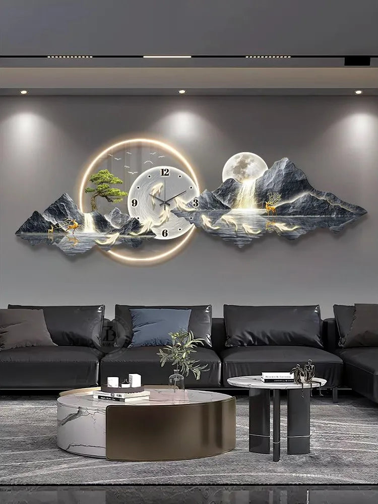 Kreative Uhr Hängen Malerei Wand Dekoration LED Wandbild Wohnzimmer Visuelle Dekoration Hängen Uhr Nordic Hause Dekoration
