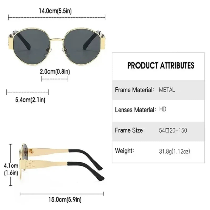 Luxuriöse Marken-Sonnenbrille aus Metall für Damen und Herren, Unisex, Designer-Mode-Sonnenbrille, oval, Unisex, stilvolle Brillenschirme, UV400