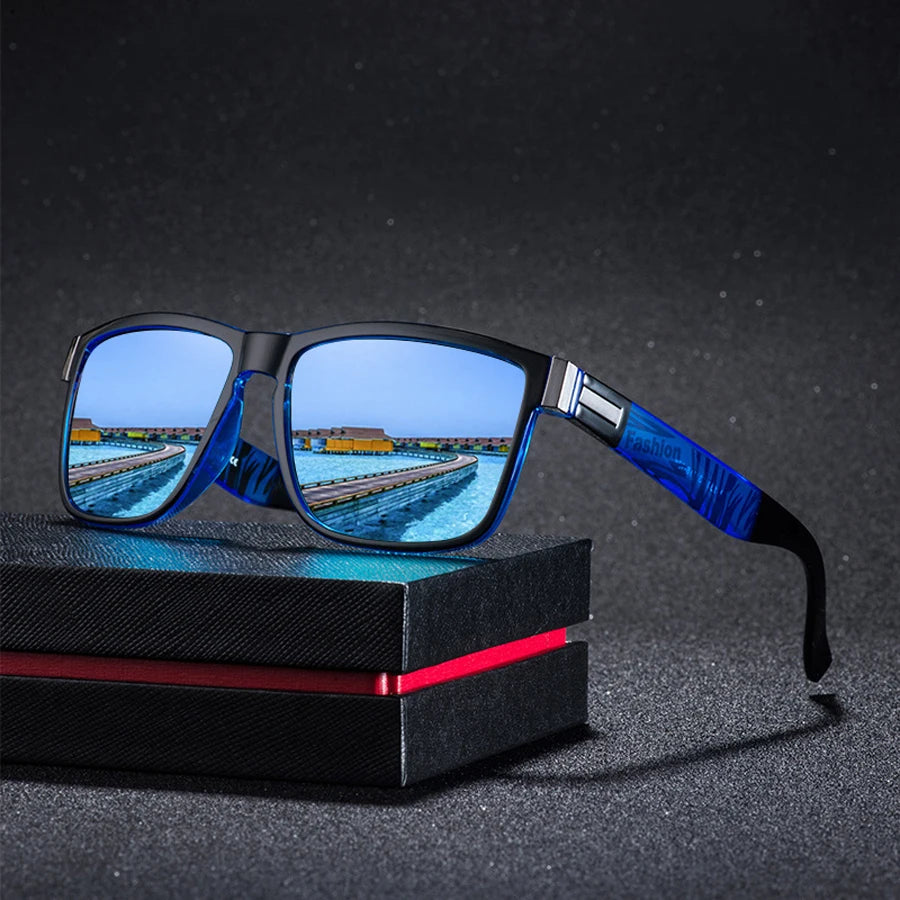 4PCS Mode Vintage Muster Quadrat Sonnenbrille Männer Frauen Angeln Fahren Mann Luxus Marke Designer Sonnenbrille UV400 Brillen ﻿