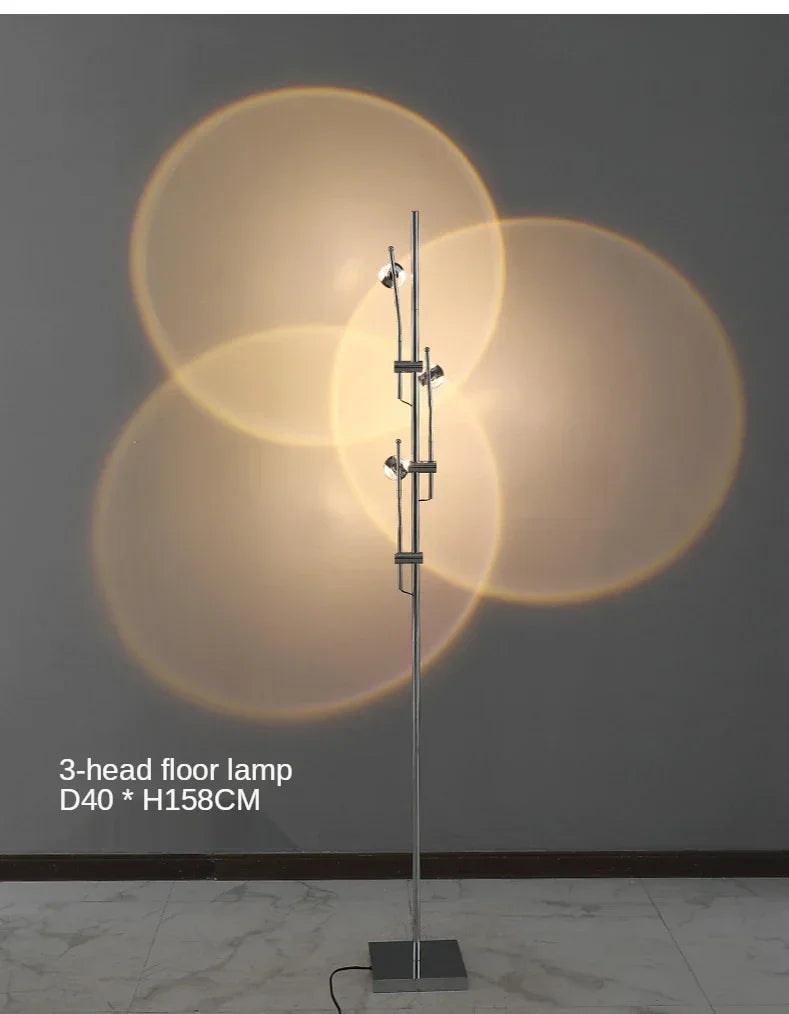 Moderne minimalistische Designer-Projektionslampe mit mehreren Köpfen, minimalistischer Stil, Heimdekoration, Licht, Wohnzimmer, LED-Stehlampe
