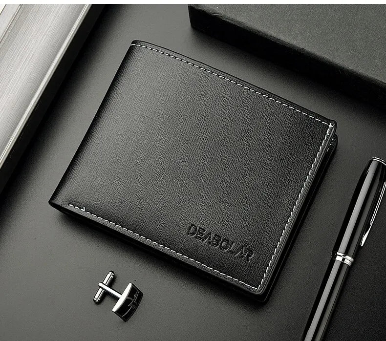 Pu Leder Männer kurze Brieftasche dünnen Stil Klapp junge Männer Kreditkarten halter Brieftasche