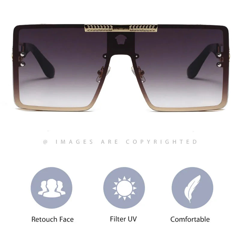 Neue stilvolle Sonnenbrille mit übergroßen Rahmen, trendiges Metalldesign, perfekt für Modeshows und coolen Streetstyle.