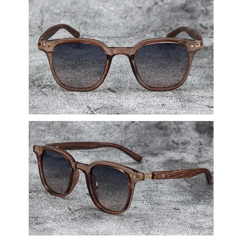 Sonnenbrille für Männer und Frauen, trendige Retro-Holzmaserung, polarisierte UV-Schutzbrille, Radfahren, Outdoor, Straßenfotografie, Sonnenbrille