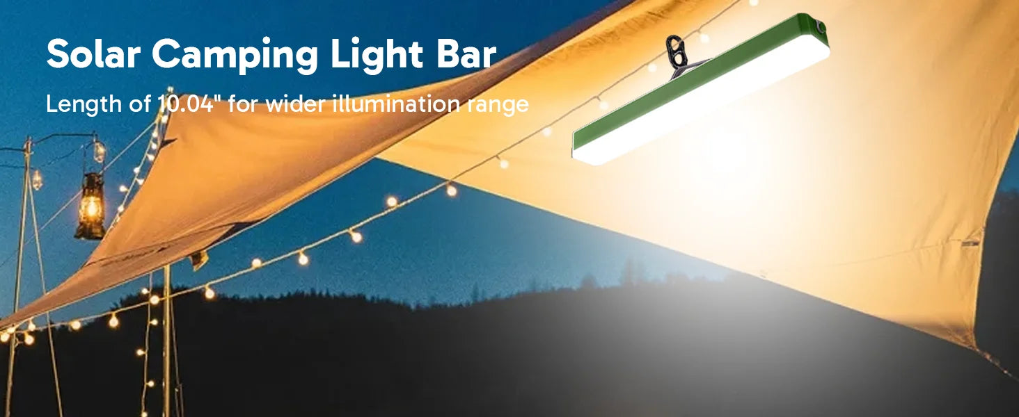 Solar-Campinglaterne – 5400 mAh Powerbank, 2500 lm, IPX5 wasserdicht, 4 Modi und magnetischer Haken – tragbare Camping-Lichtleiste für Zelt