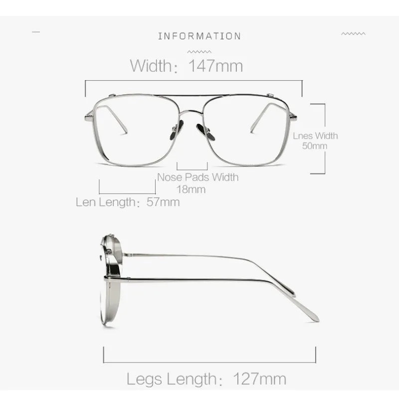 Damen Sonnenbrille mit großem Rahmen neue Mode transparente Gläser Metallrahmen PC-Gläser uv400 transparente Damen Sonnenbrille