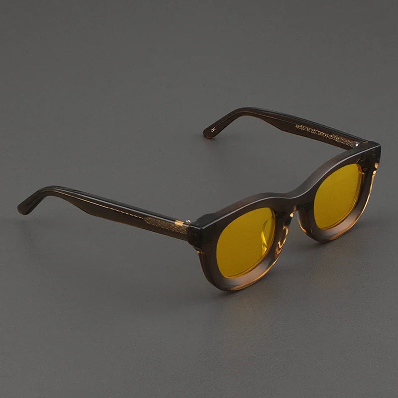2024 Retro-Sonnenbrille für Damen und Herren, modisch, Acetat, quadratisch, grau, grüner Rahmen, matt gefrostet, UV400, handgefertigte Sonnenbrille