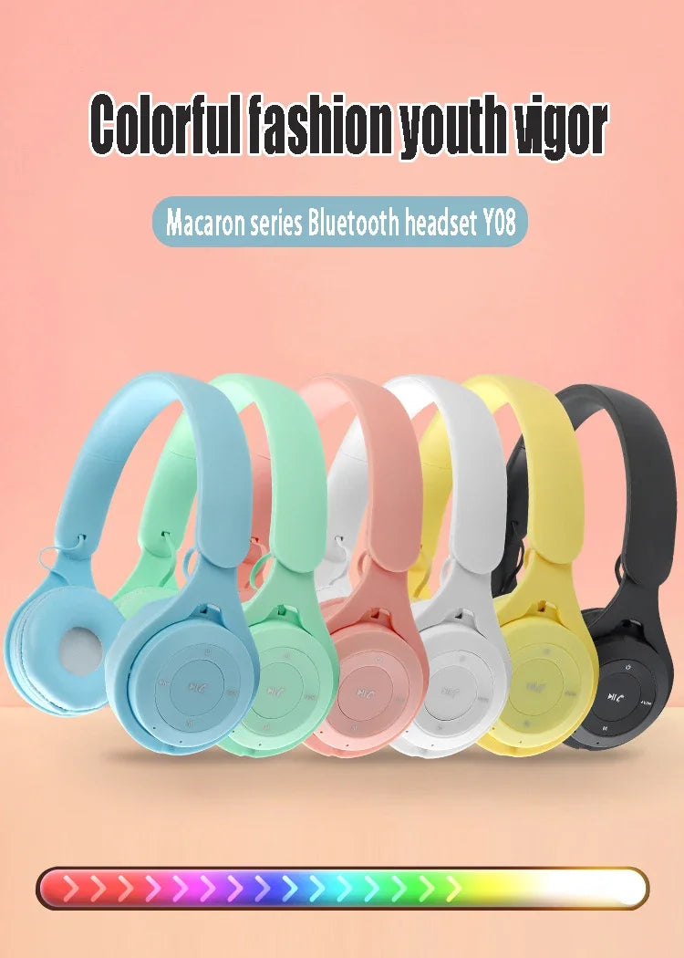 Stereo Y08 Headset 5,3 Bluetooth Headset Klapp Drahtlose Sport Kopfhörer Gaming Headsets Over-Ear Kopfhörer für Android ios