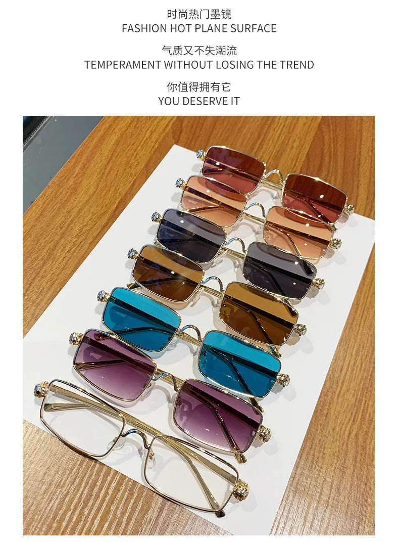 Hochauflösende Sonnenbrille für Herren und Damen, blaues Licht blockierende Augenschutzbrille, randlose Brille mit quadratischem Rahmen