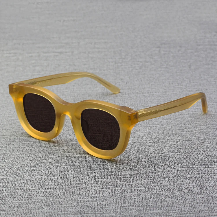 2024 Retro-Sonnenbrille für Damen und Herren, modisch, Acetat, quadratisch, grau, grüner Rahmen, matt gefrostet, UV400, handgefertigte Sonnenbrille