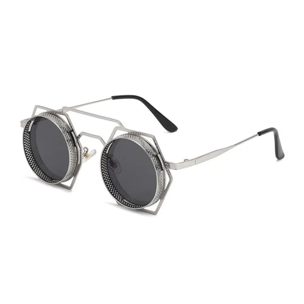 Steampunk Runde Sonnenbrille Frauen Männer Gothic Metall Rahmen Fahren Sonnenbrille Weibliche Stilvolle Goggle UV400 Shades Brillen Oculos