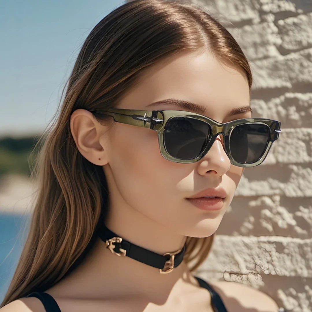 Rechteckige Sonnenbrille für Damen, Retro-Fahrbrille, 90er-Jahre-Vintage-Mode, schmaler quadratischer Rahmen, UV400-Schutz