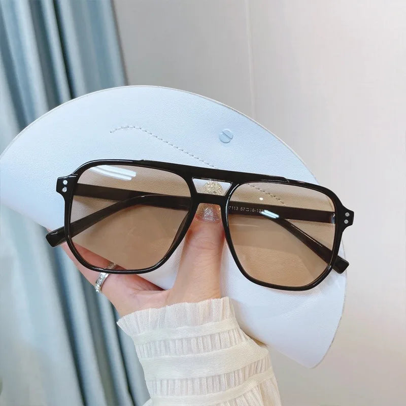 Vintage Übergroße Gelbe Linse Quadratische Sonnenbrille Für Frauen Luxus Marke Getönte Sonnenbrille Weibliche Retro Shades Sommer Punkte
