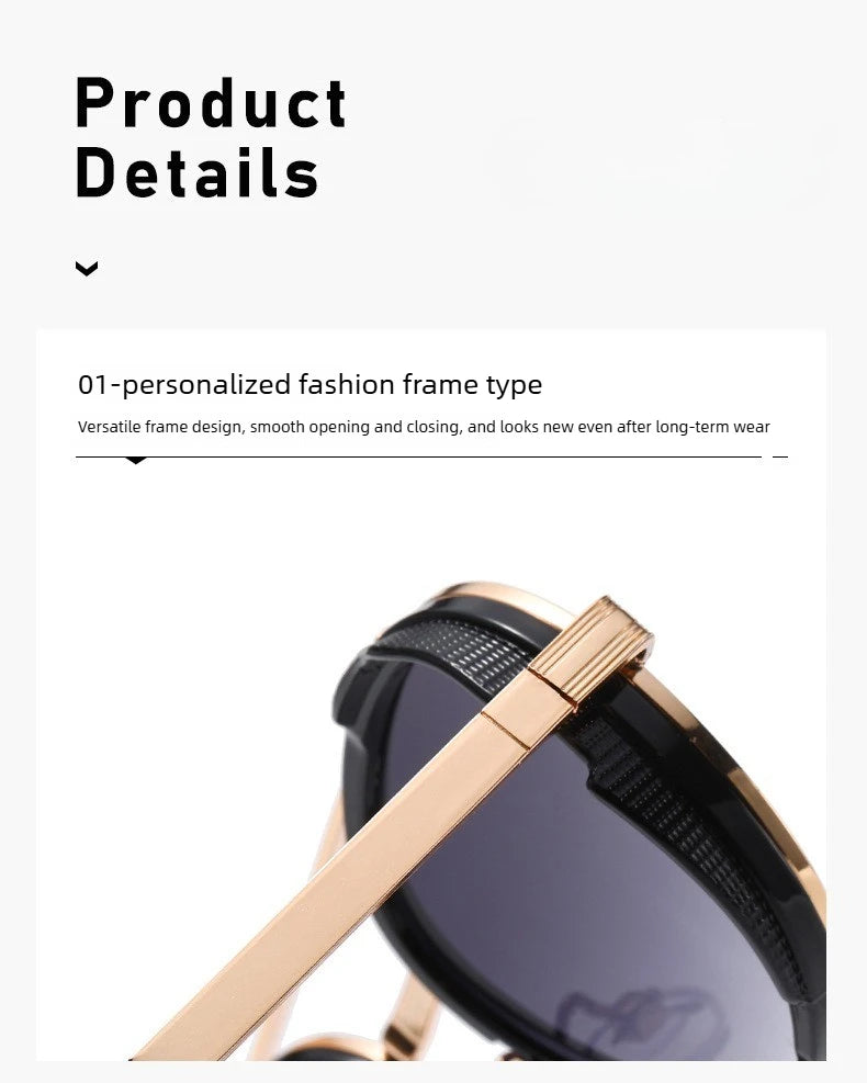 2026 Neue Luxus Steampunk Sonnenbrille, Metallrahmen Ovale Vintage-Brille, Modische Sonnenbrille für Damen, Fahrerbrille für Herren