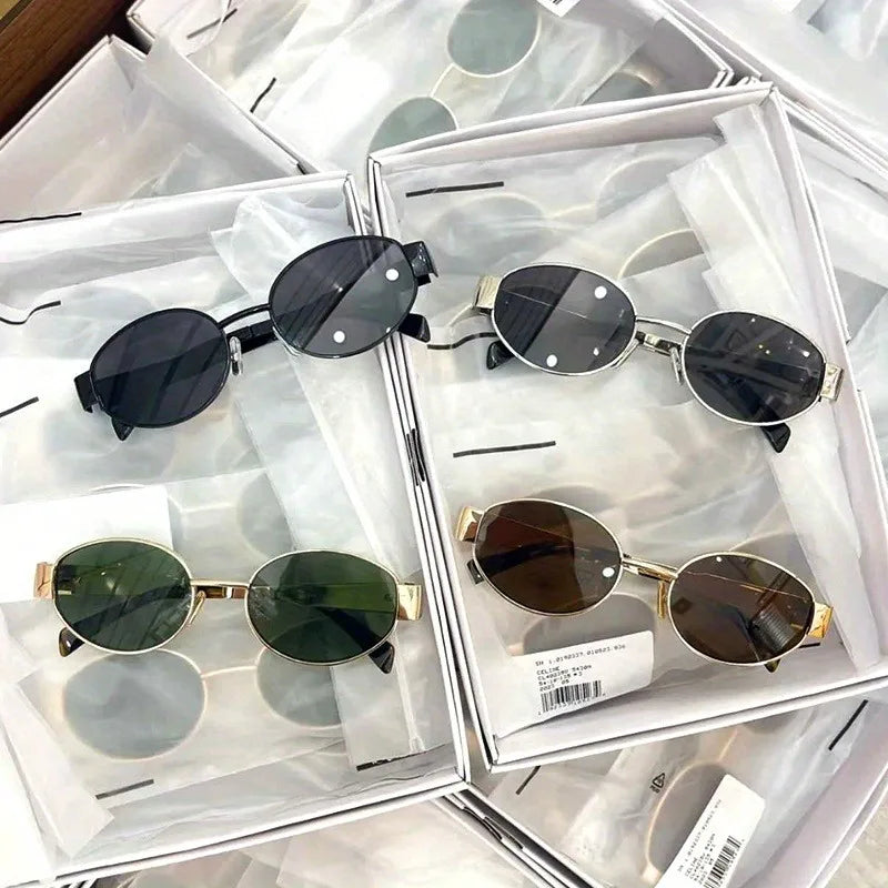 Retro Steampunk Sonnenschutz Sonnenbrille Vintage Neue Damen Metall Oval Sonnenbrille Damen Klassische UV400 Sonnenschutz Brillen