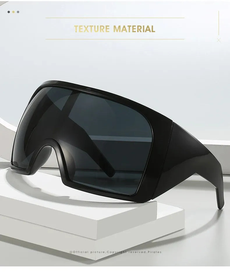 Übergroße Punk-Schild-Sonnenbrille für Damen und Herren, großer Rahmen, 2025, Luxusmarke, Steampunk-Maske, Sonnenbrille für Damen, Sportbrille, UV400