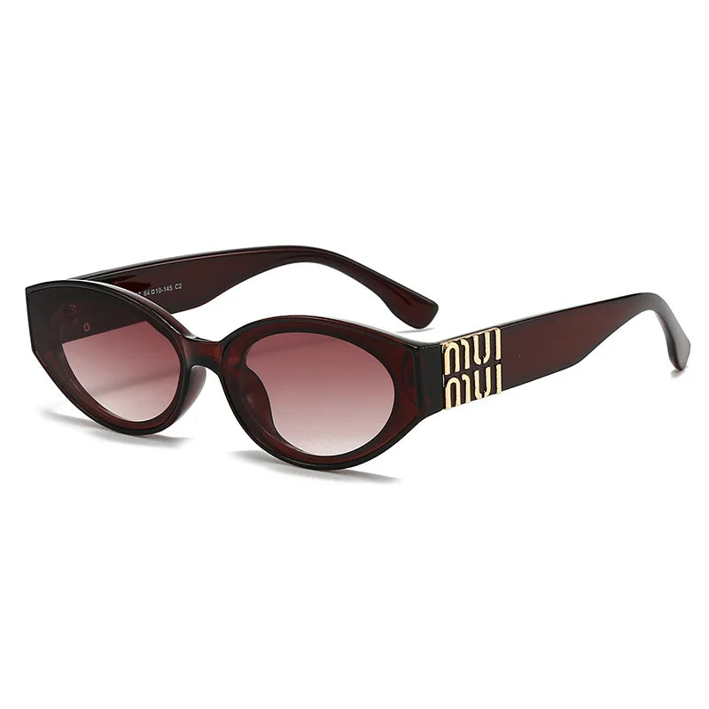 Luxuriöse Glamour-Sonnenbrille für Damen und Herren, oval, minimalistisch, Modemarke, Sonnenbrille, Unisex, stilvolle Farbtöne, UV400