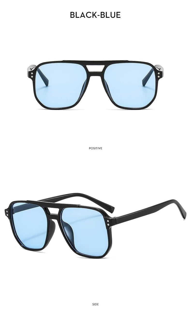 Vintage Quadratische Sonnenbrille für Frauen Männer Dicker Rahmen Doppelte Brücken Brillen Weibliche Chic Polygon Sonnenbrille UV400 Shades