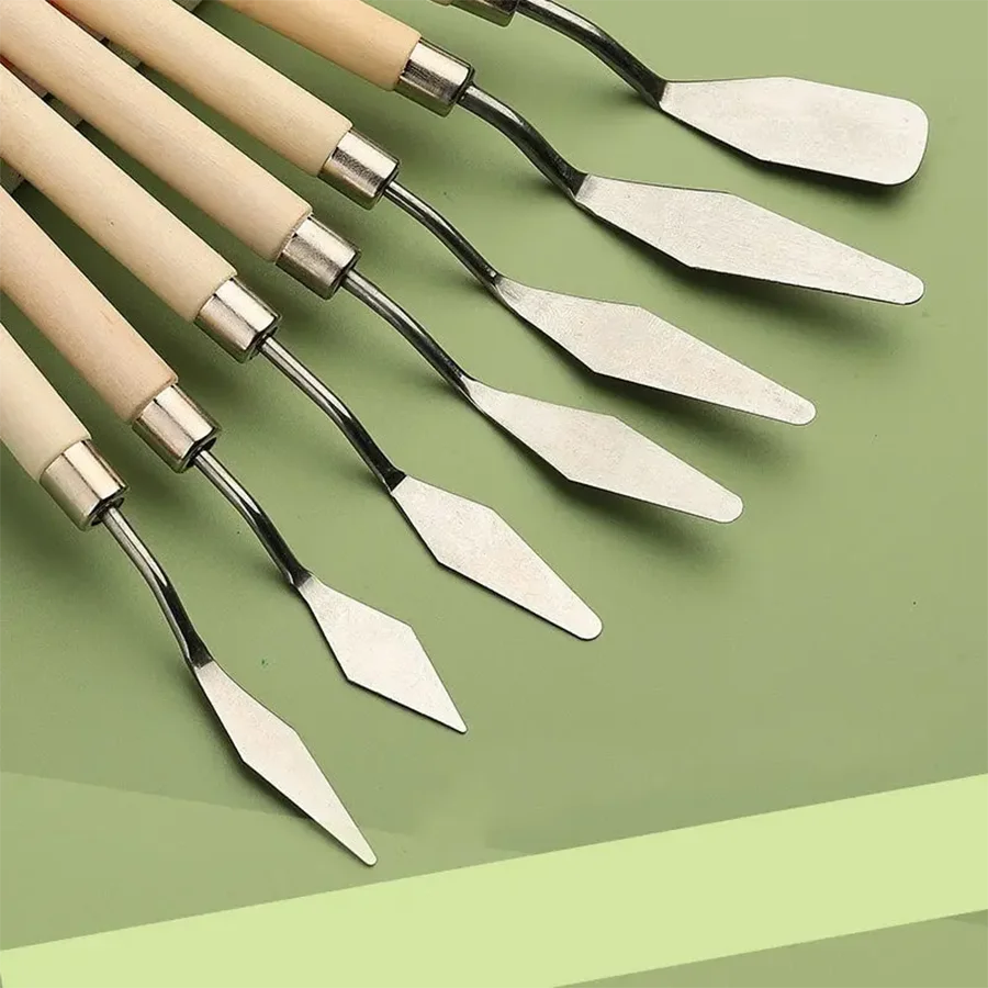 7/14Pcs Edelstahl Ölgemälde Messer Set Künstler Handwerk Spachtel Palette Messer Mischen Messer Schaber Kunst Werkzeuge